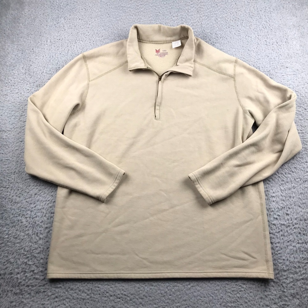 DriFire 1/4 Zip Fleece Pullover Mens L Beige Flame Resistant Military Workwear